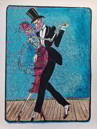  Tango (Turquoise) Large scale embellished Linocut 