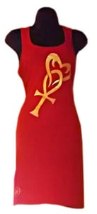 Image of Ankh & Heart Dress (Red & Gold)