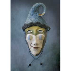 Image of Lightheaded - Mask Sculpture, Stoneware Face Pendant, Original Mask Art