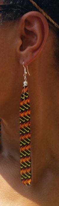 Image 1 of Long Drop Ankara Earrings
