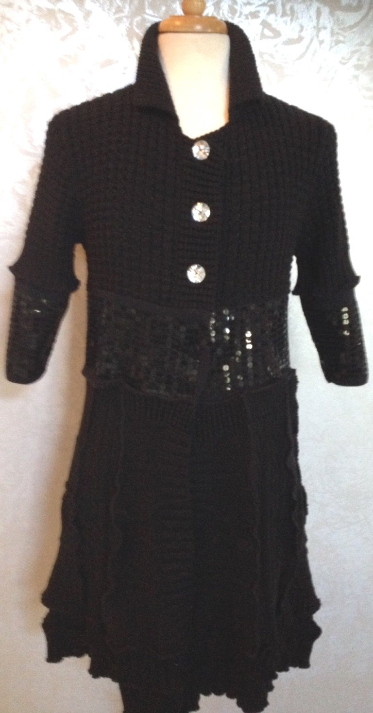 Image of Black sequence sweater dress