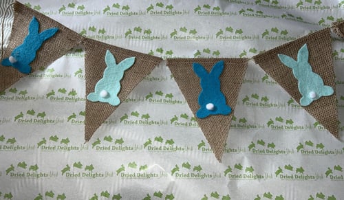 Image of Handmade hessian bunny bunting (customs colours available)