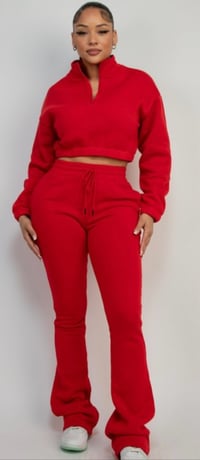 Image 3 of Red In My Era Stack Jogger Set