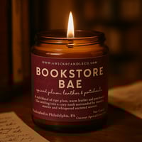 Image 1 of Bookstore Bae Candle - 5oz Amber Jar & Wood Wick