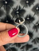 Superbe bague de créateur en argent massif avec quartz fumé serti, vintage, taille 49-50
