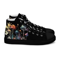 Image 1 of Beautiful Neon Watercolor Mushroom Mycology Women’s high top canvas shoes