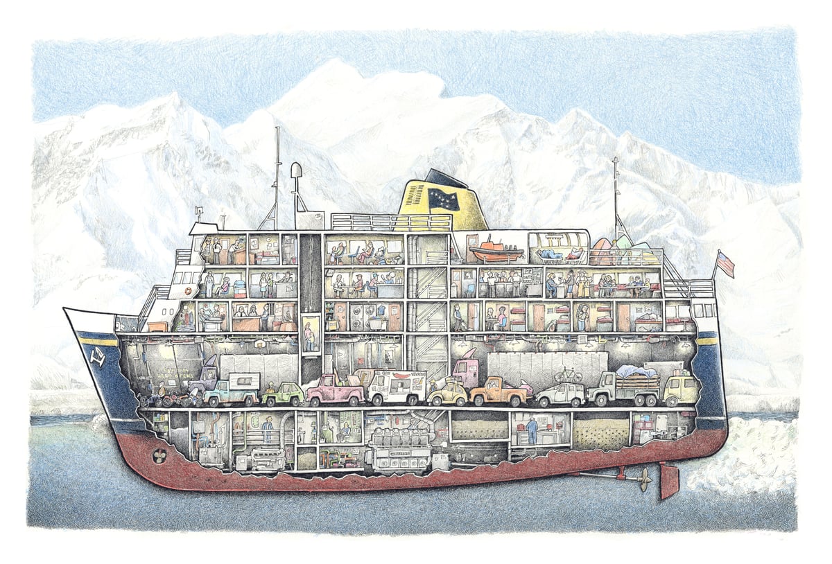 Alaska Marine Highway Ship No 1. 18" X 12"