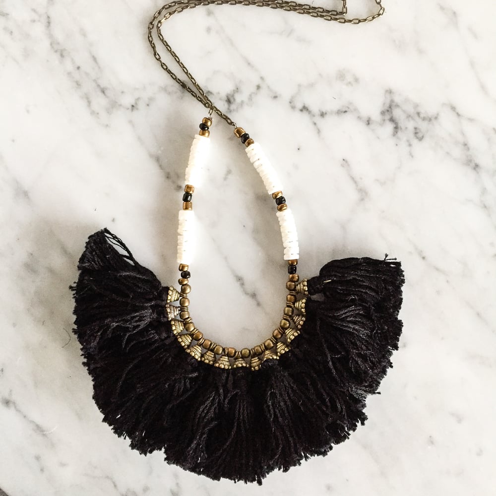 Image of Tribal Tassel Necklace-Black