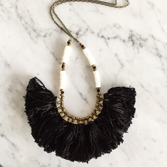 Image of Tribal Tassel Necklace-Black