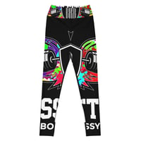 Image 1 of BOSSFITTED Black and Colorful Logo AOP Yoga Leggings