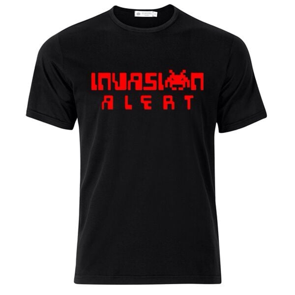 Image of INVASION ALERT TSHIRT (black t red logo)