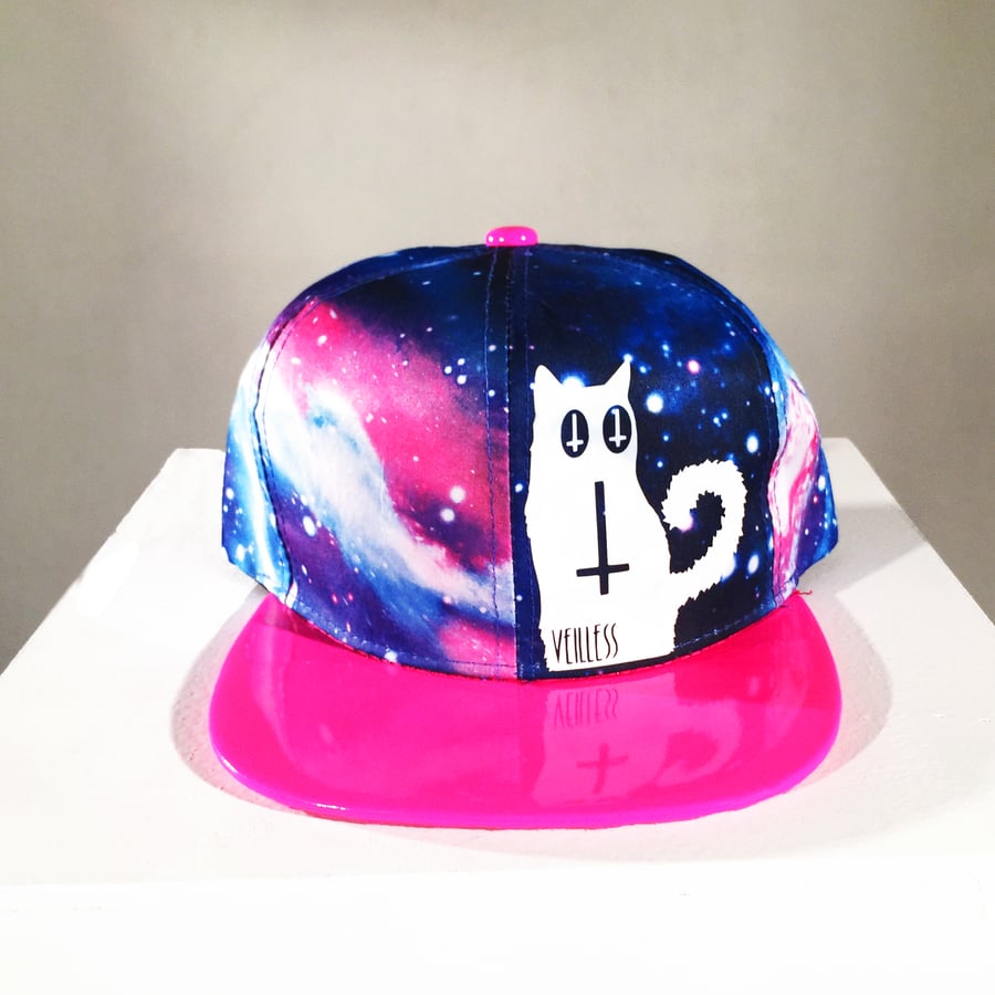 Image of Lucipurr Solar System Hat with Neon Pink Bill