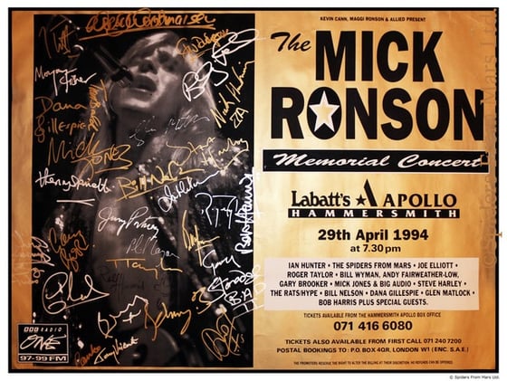 Image of Signed Mick Ronson Memorial Poster