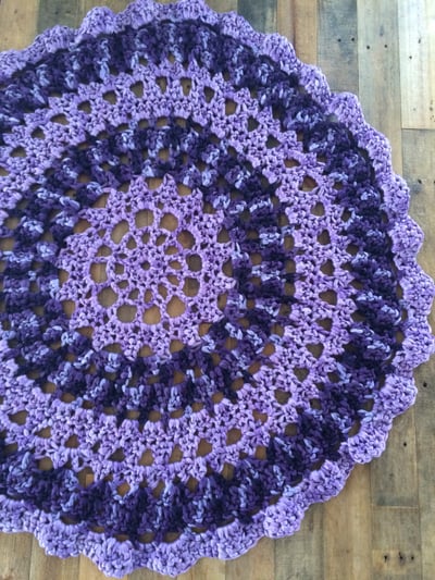 Image of Purple 2 tone crochet doily rug