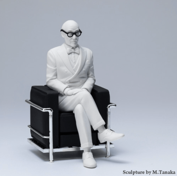 Image of Great Master Le Corbusier in LC2 chair figurine