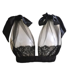 Image of BELLE Black Grecian Tulle Bra & silk Bow ties