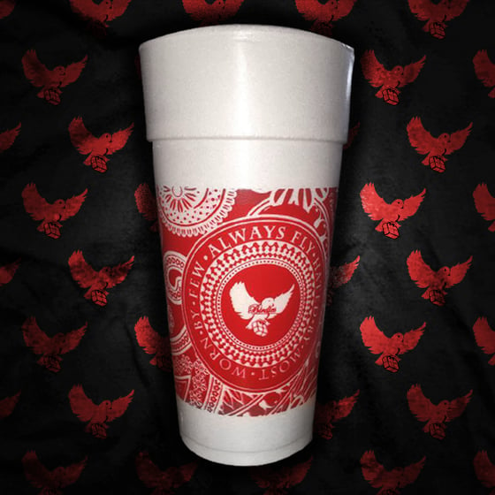 Image of Red Bandana Styrofoam Cup (5 For $20.00)