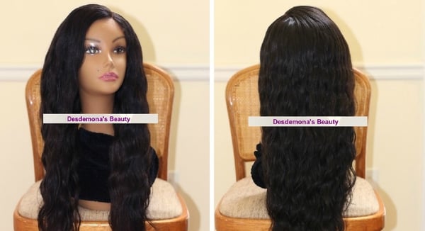 Image of Virgin Brazilian wavy Handmade Full Lace Closure Wig Unit 22" Loose Body Wave