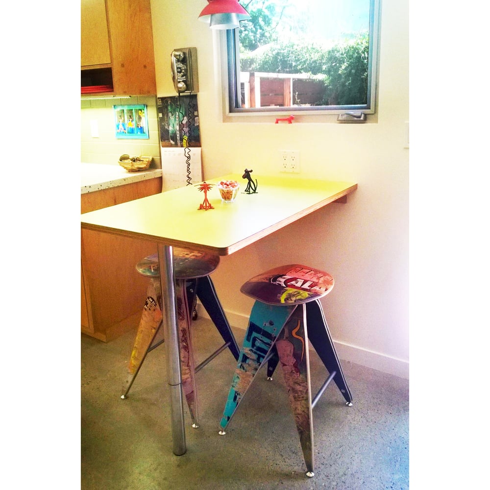 Image of Recycled Skateboard Barstool - 25" Counter Height Stool 