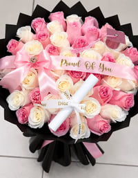 Graduation pink and white bouquet 