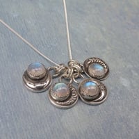 Image 7 of Maiden Moon Pendants - Handmade Sterling Silver Moon Pendants Set With Rainbow Moonstone