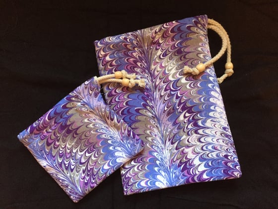 Image of Purple Trippy Kendama + Pill Pouch w/satin string pack