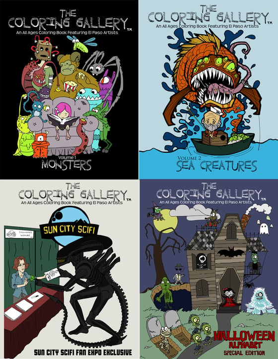 Image of The Coloring Gallery's first 4 issues from 2014