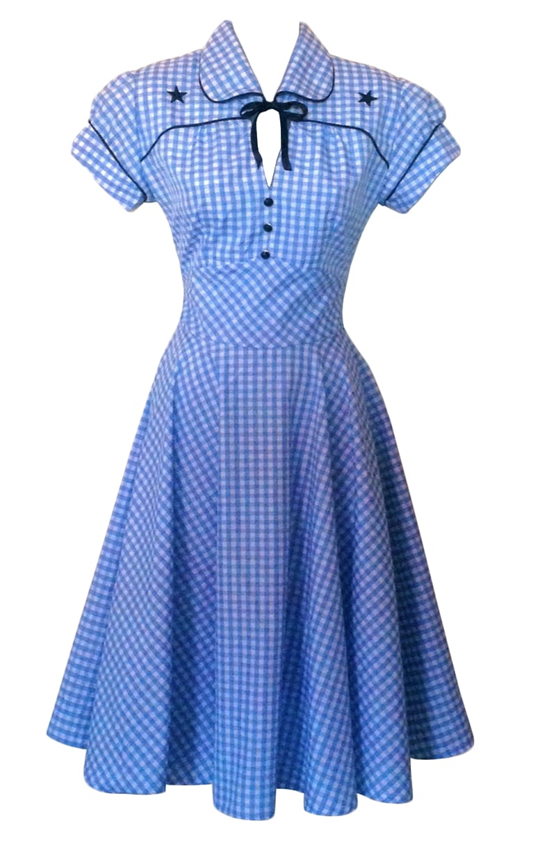 blue gingham swing dress