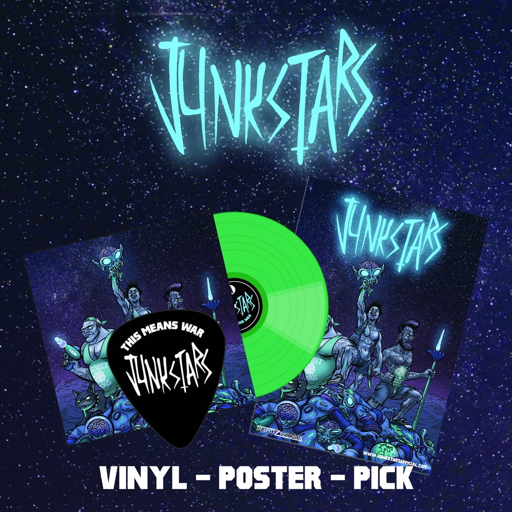 Image of Junkstars - This Means War (Green LP/Poster/Plectrum)