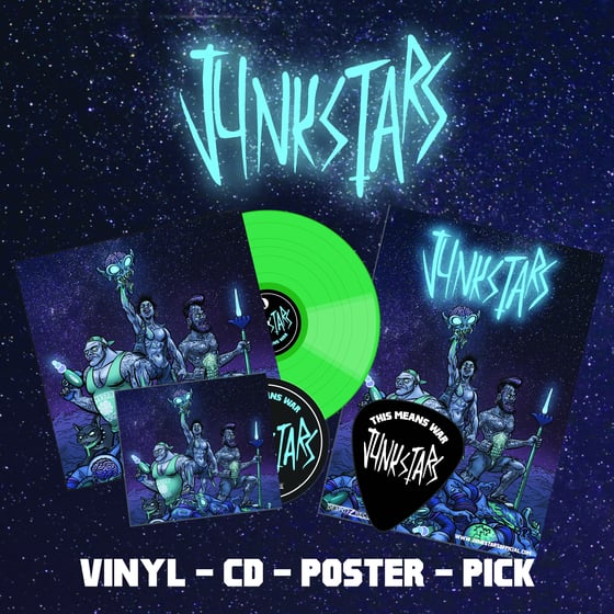 Image of Junkstars - This Means War (Green LP/CD/Poster/Pick)