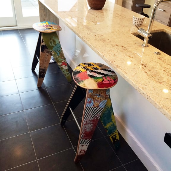 Image of Recycled Skateboard Barstool - 29" Bar Height Stool 