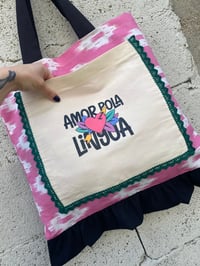 Image 3 of Bolsiña feita a man. AMOR POLA LINGUA rosa. Deseño exclusivo!