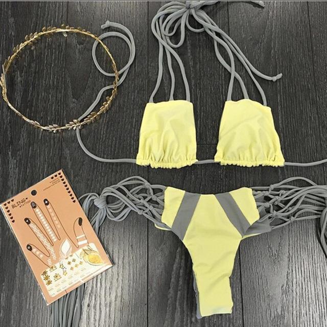 Image of SYNS GREY STRINGS BIKINI