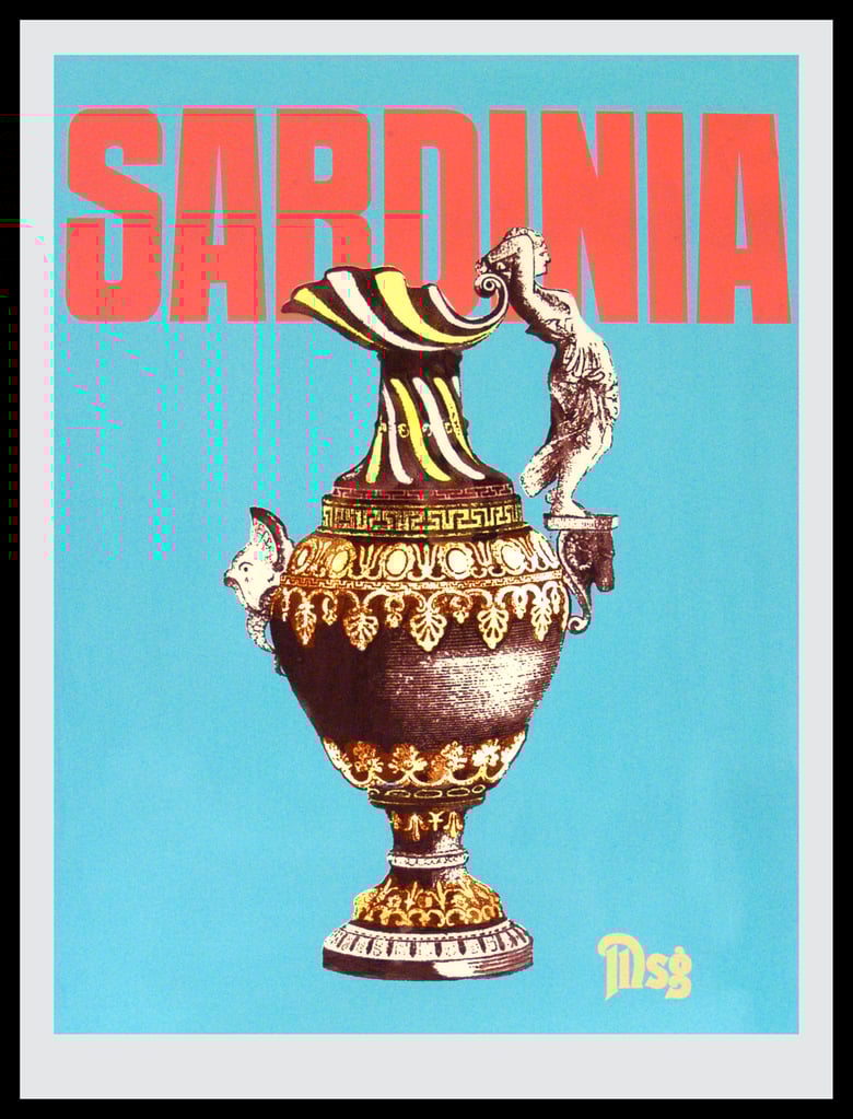 Image of Sardinia -Urn-Pastel Blue/Coral
