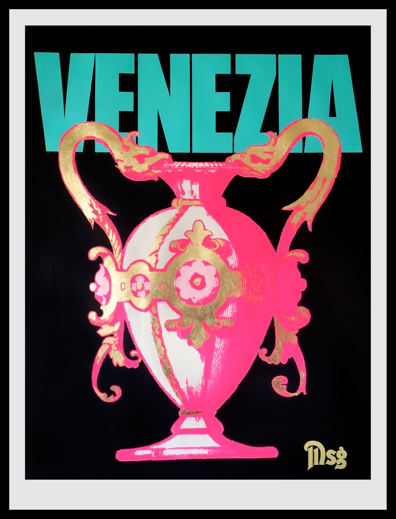 Image of Venezia -Urn-Black/Aqua/Hot Pink