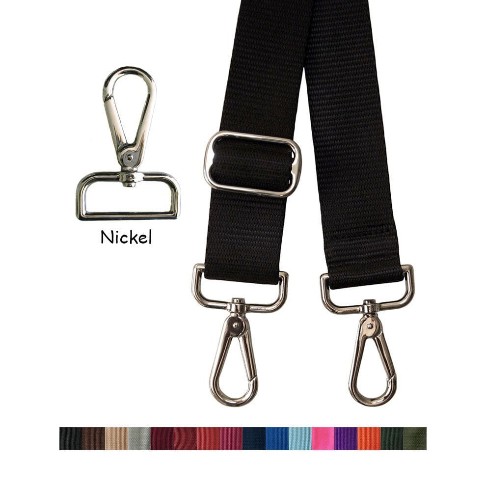 Image of Nylon Webbing Strap - Adjustable - 1.5" (inch) Wide - Choice of Color & Length with Nickel Hook #14