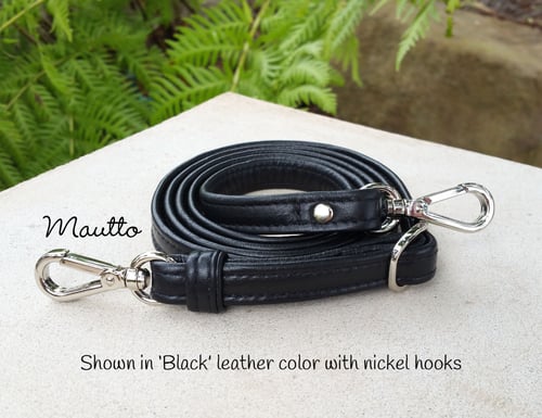 Image of Adjustable Crossbody Bag Strap - Choose Leather Color - 55" Maximum Length, 1/2" Wide, #14B Clasps