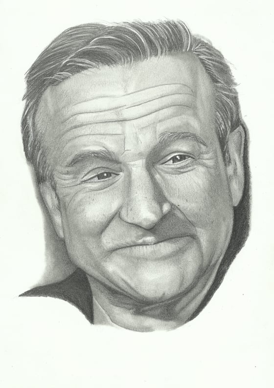 Image of Hand Drawn Original Robin Williams Portrait 