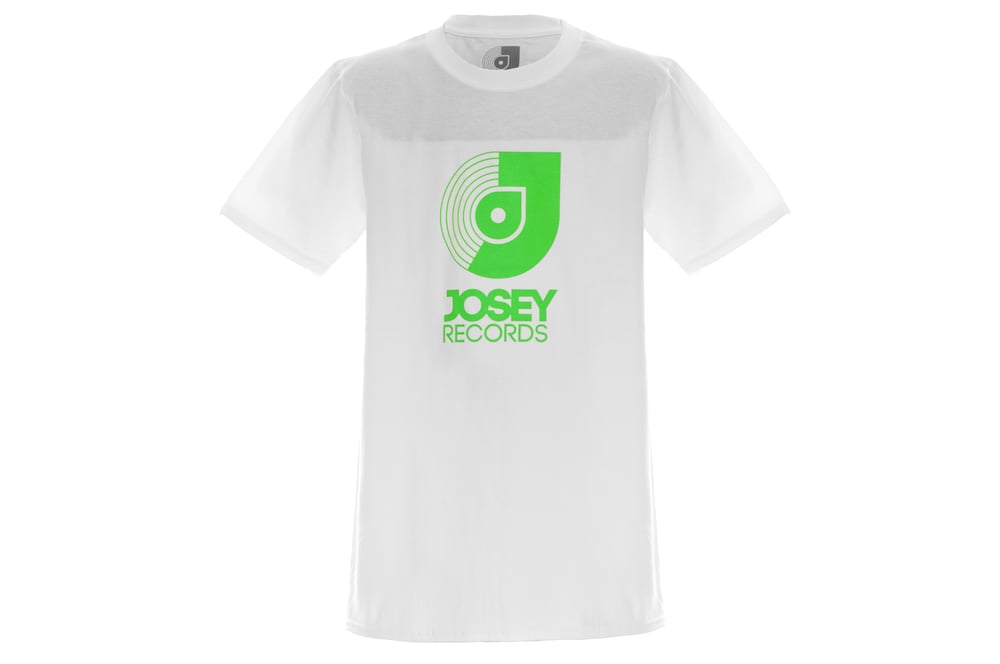 Image of Josey Records Logo T-Shirt - White/Lime