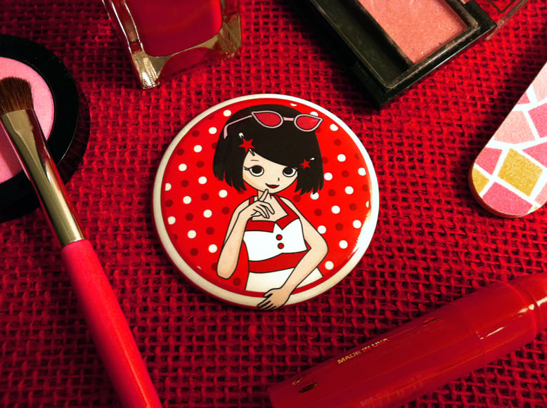 Image of Chinese Cute's Rose - Red Pocket Mirror