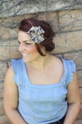 Image of Blue & Brown Plaid Flower Hairband