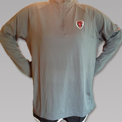 Image of Gray Quarter Zip Embroidered TF Pullover