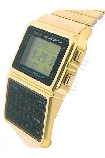 Gold Finish Casio Digital Calculator Watch with Databank