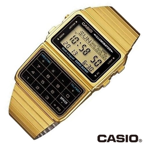 Image of Gold Finish Casio Digital Calculator Watch with Databank