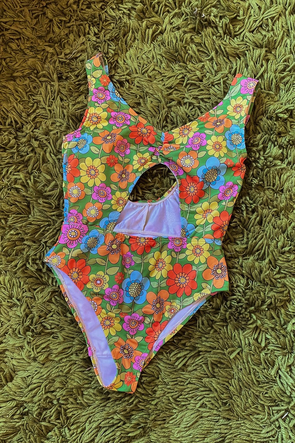 Centre cutout one piece in Far out flowers Size S Ready to ship