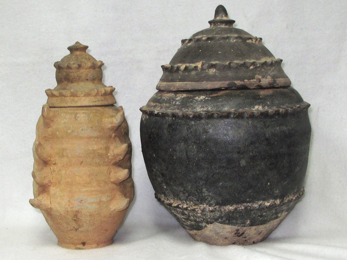 PAIR OF ANTIQUE CHINESE CLAY POTS Baum Galleries