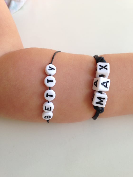 Image of child's custom name bracelet