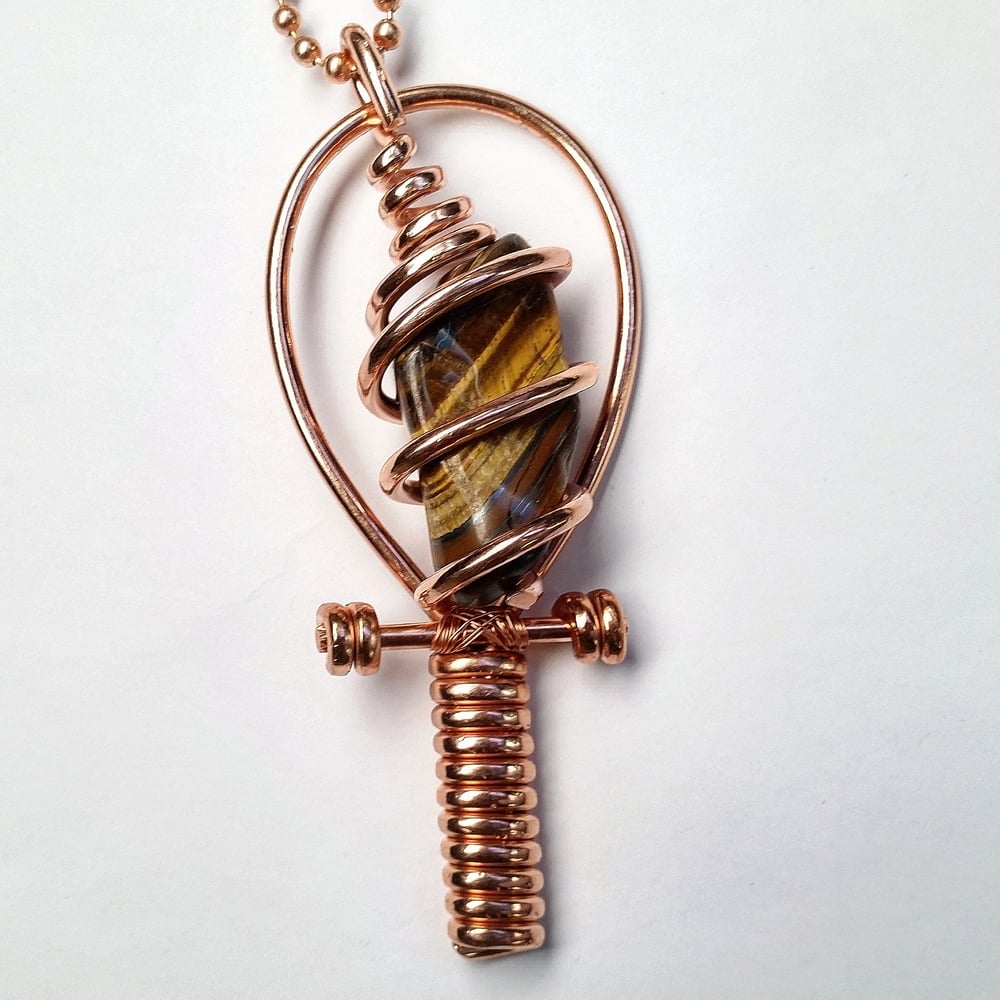 Image of Fully Wrapped Tiger's Eye Ankh