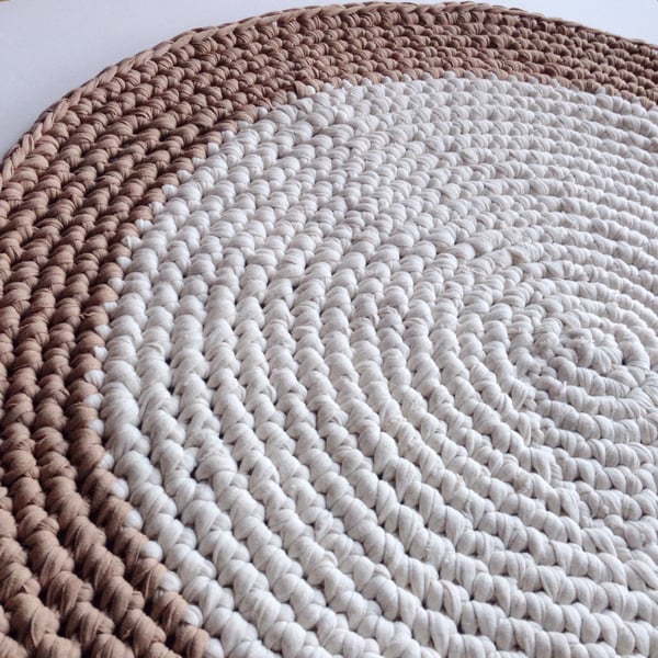 Image of Natural & Beige Crochet Rug