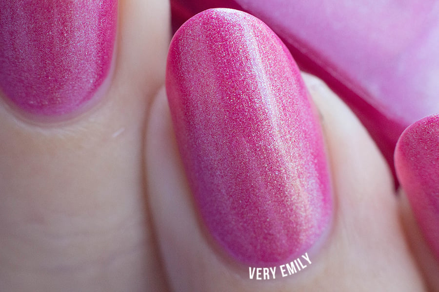 Image of ~Stooge~ pink/green duochrome frost w/flakies Spell nail polish "Revenge of the Duds"!